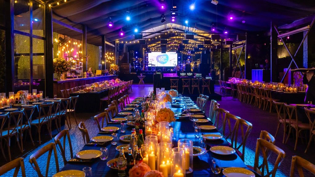 A gala dinner set in the Whitelands Ballroom.
